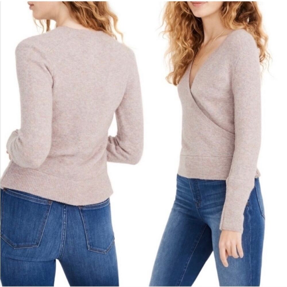 Madewell | Wrap Front Sweater Merino Wool Alpaca Coziest Yarn Boysenberry L